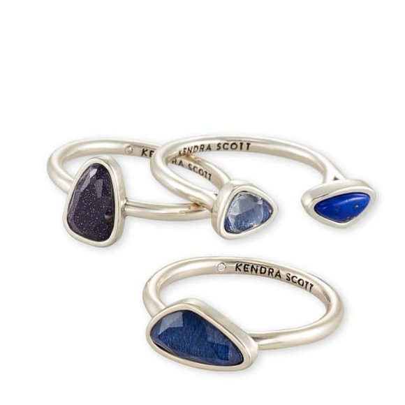 Kendra Scott | Ivy Silver Ring Set Of 3 (Navy Mix) - Picture 1 of 9
